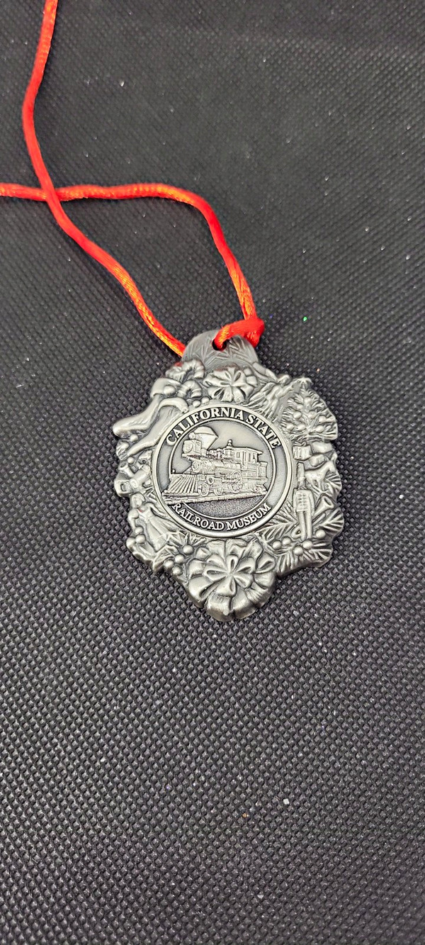 Vintage Collection Metal Train Christmas Ornament Silver Red Hanging 3 in
